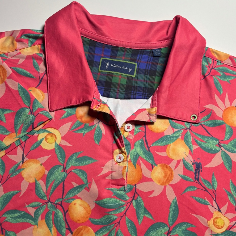 William Murray Performance Golf Polo Woman's‎ Xl  Peach All Over Print Stretch